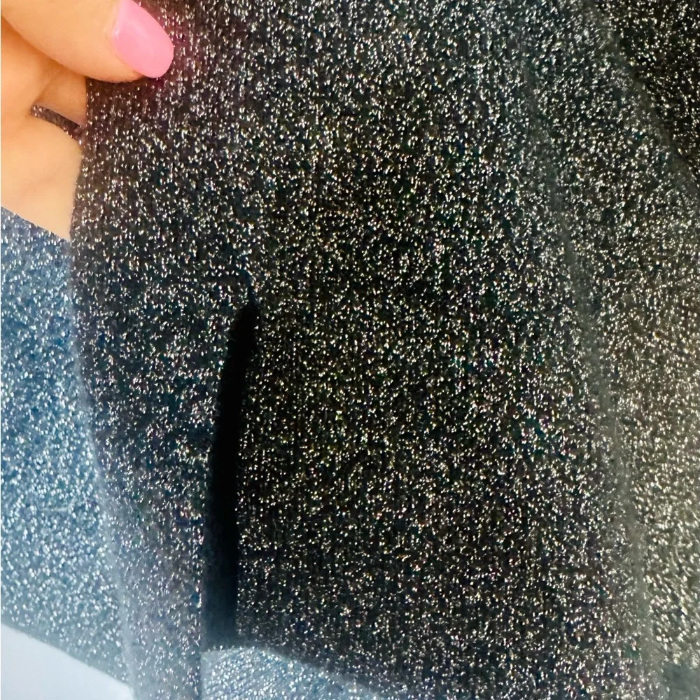 Leith Black & Silver Sparkly Stretch Pull On Wide Leg Capris Size‎ Small